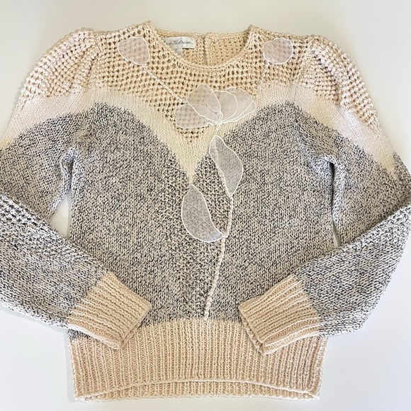Vintage Ann Katrine Wool Angora Blend Mixed Knit Embellished Sweater 4 XS-Small - Picture 9 of 11